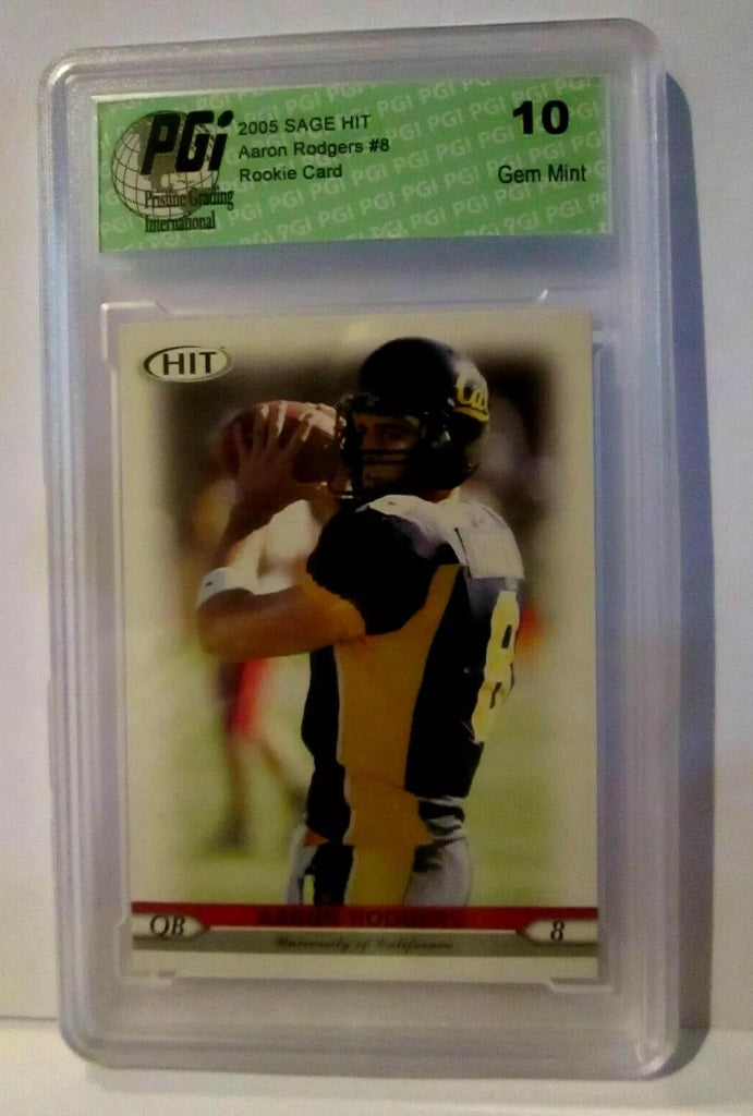 Aaron Rodgers RC 2005 Sage Hit Rookie #8 GEM MINT PGI10!Packers QB RC GOAT HOF
