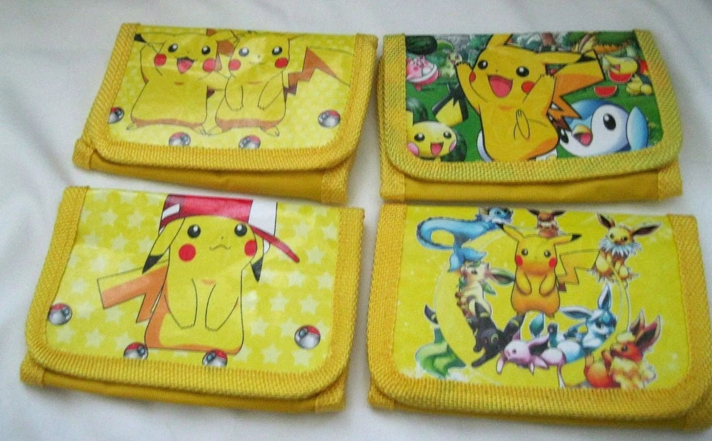 4 Different Pokemon Pikachu Unisex Kid's Adult Wallets 4.5" L x 3" W-Set of 4!Brand New!AR3S