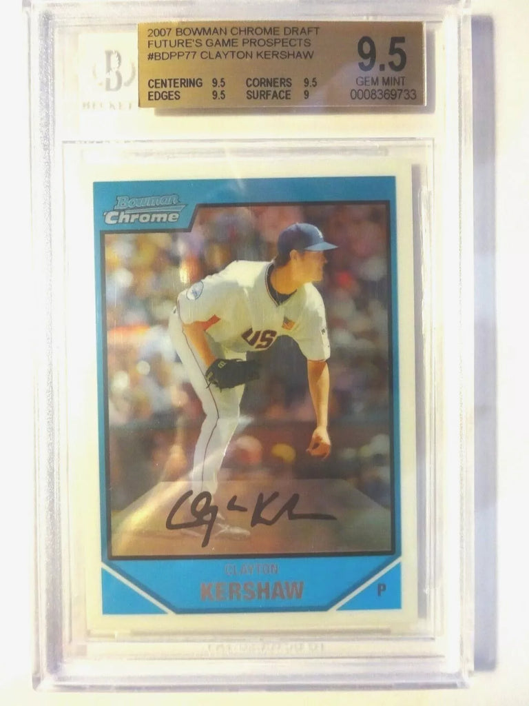 Clayton Kershaw 2007 Bowman Chrome Future Game's Prospects BGS9.5!Dodgers P RC