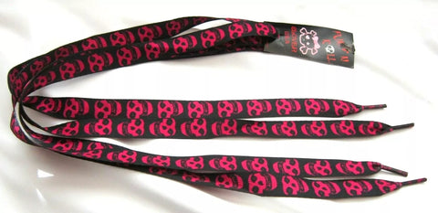 Black with Hot Pink Misfits Skulls Rockabilly Punk Premium Shoe laces Shoelaces-New