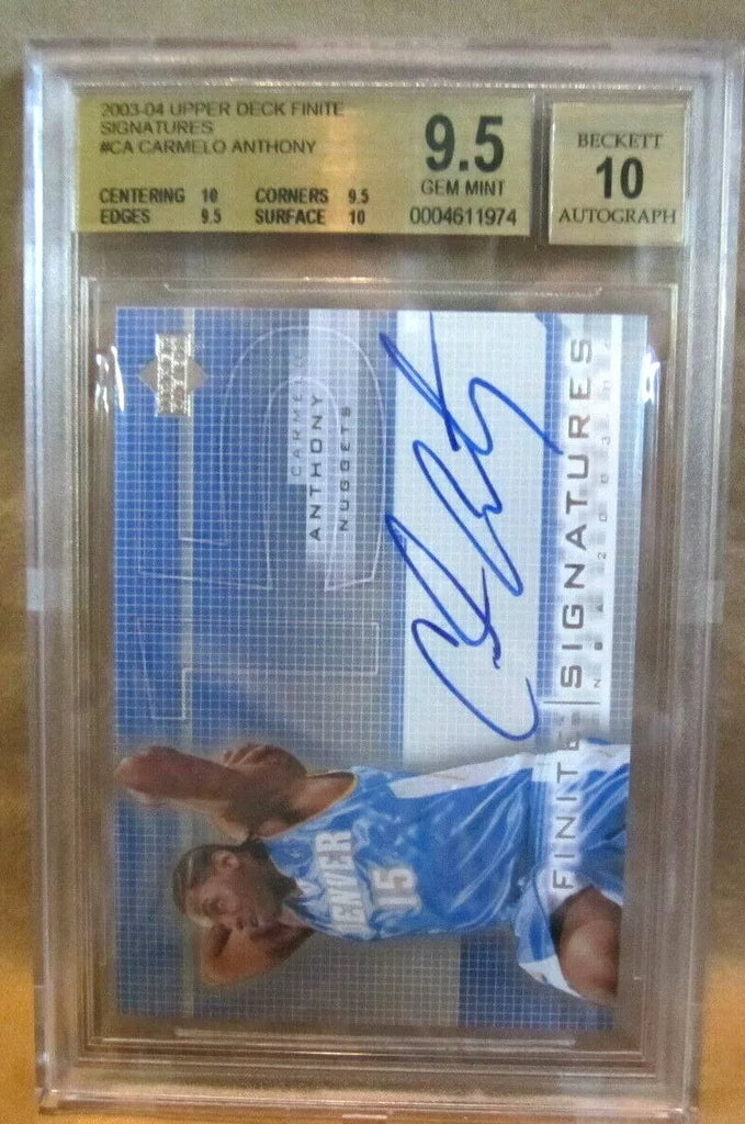 Carmelo Anthony RC 2003-04 Upper Deck Finite Rookie Auto BGS10!Nuggets G RC GOAT