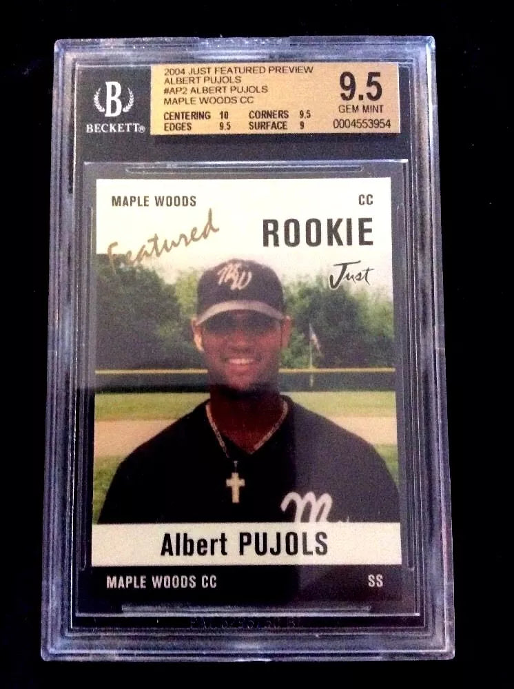 ALBERT PUJOLS RC 2004 JUST FEATURED PREVIEW #AP2 BGS9.5 GEM MINT!MAPLE WOODS CC
