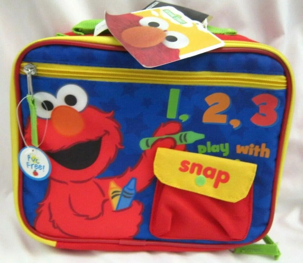 9.5" Elmo 1 2 3 Crayons Sesame Street Insulated Lunch Bag Lunchbox-Brand New!