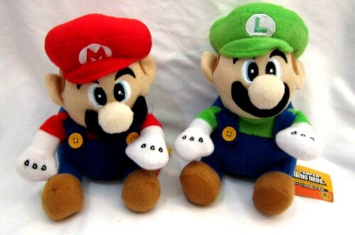 6.5" Super Mario Brothers Mario and Luigi Sitting Pose Stuffed Plush Set-New!A