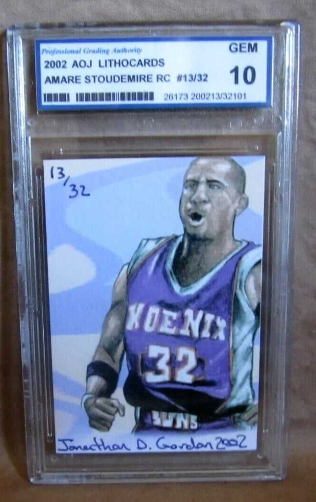 AMARE STOUDEMIRE 2002-03 AOJ LITHOCARDS ROOKIE#13/32 PGA10!SUNS C RC HOF GOAT