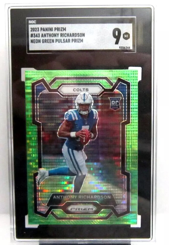 Anthony Richardson 2023 Prizm Neon Green Pulsar REFRACTOR Prizm Rookie SGC9!Colts QB RC-A