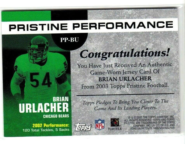 Brian Urlacher 2003 Topps Pristine Game-Used 3-Color Patch Card!Bears LB GOAT