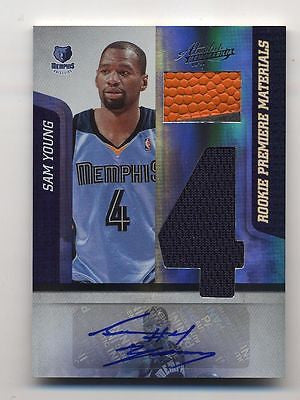 SAM YOUNG 2009-2010 PANINI ABSOLUTE RPM ROOKIE AUTO BALL JERSEY PATCH CARD#09/25