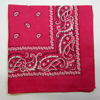 100% Cotton Paisley Hot Pink Bandanna Face Mask Head Wrap Scarf Wristband-New