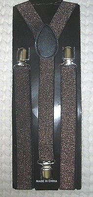 Unisex SILVER GRAY GREY Glittered Adjustable Y-Style Back suspenders-New!V2
