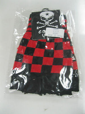 BLACK RED CHECKERED PATTERN PUNK GOTHIC FINGERLESS CUTOFF GLOVES-NEW!