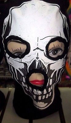 Beanie Full Face Yellow Skull face open mouth mask costume halloween attire-New!