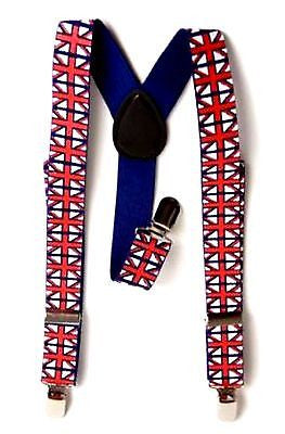 UK British England Red,White,& Blue Adjustable Y-Back Suspenders-New in Pkg!V8