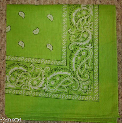 100%Cotton Paisley Lime Green Bandanna Face Mask Head Wrap Scarf Wristband-New