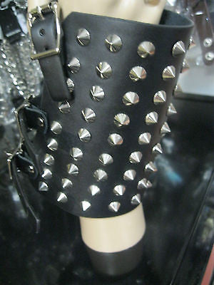 Black Leather Spiked Strap Arm Wrist Cuff Band, METAL-PUNK-GOTHIC-BIKER Styles