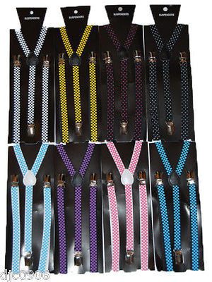 Unisex Thin 3/4"Turquoise Blue Checkered Adjustable Y-Style Back suspenders-New