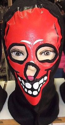 Beanie Full Face Red Skull face big teeth mask costume party halloween attire!