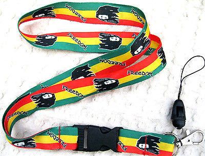 12 (dozen) Bob Marley Portraits Rasta(green/yellow/red) 15" Lanyard ID Holders
