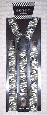 ARMY MARINES CAMO CAMOUFLAGE 1" Adjustable Y-Style Back suspenders-New!