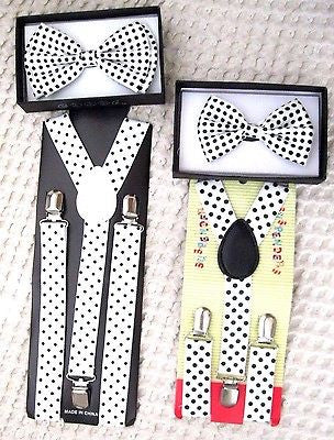 Father & Son 2 Layer Red Adjustable Bow Tie & Red Adjustable Suspenders Combo