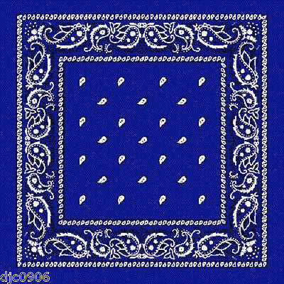 100%Cotton Paisley Royal Blue Bandanna Double Sided Face Mask Head Wrap Scarf Wristband-New