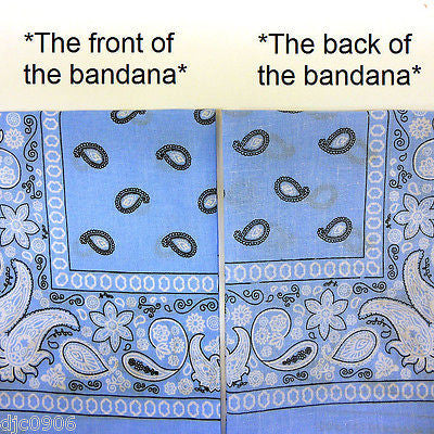100%Cotton Paisley Light Blue Bandanna Face Mask Head Wrap Scarf Wristband-New