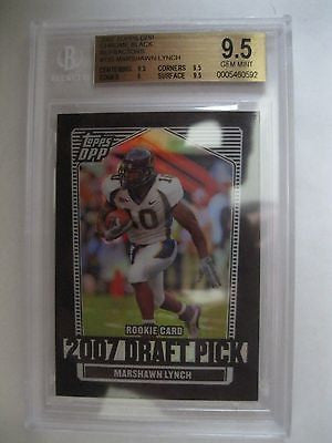Marshawn Lynch RC 2007 Topps DPP Chrome Black Refractor Rookie GEM Graded BGS9.5