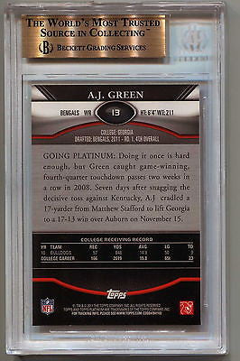 A.J. Green RC 2011 Topps Platinum Refractor Rookie Card#13 GEM Graded BGS 9.5