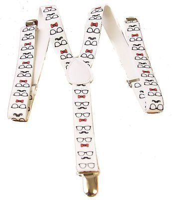 Unisex Clip-on Braces Elastic Sunglasses,Bow Tie, Mustache Suspenders-New!
