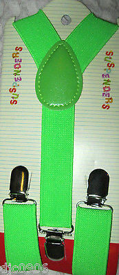 Black Kid's Boys Girls Y-Style Back Adjustable Bow Tie & Green Kid suspenders
