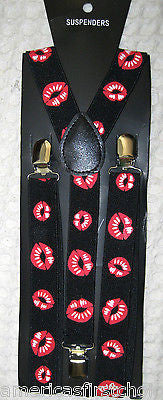 Unisex Men's Wide 1 1/2" Blue Jeans Pattern Adjustable Y-Back suspenders-New!