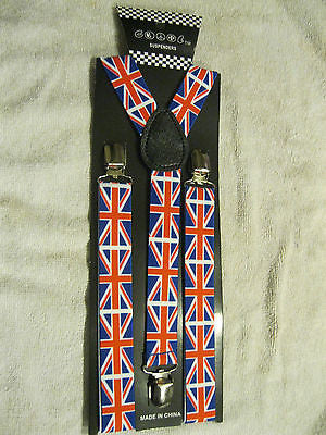UK British England Red White Blue Suspenders,UK Lanyard&UK British Bow Tie-New!1