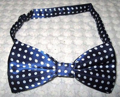 Navy Blue with White Polka Dot Adjustable Bow Tie & Y-Back Suspenders Combo-New!