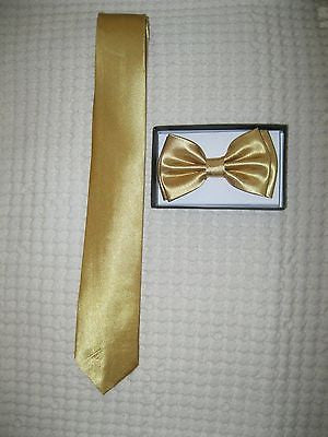Gold Sequin Neck tie & Solid Gold Sequin Adjustable Bow tie Combo Set-Brand new!