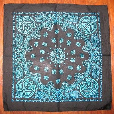 100% Cotton Paisley Turquoise Bandanna Face Mask Head Wrap Scarf Wristband-New