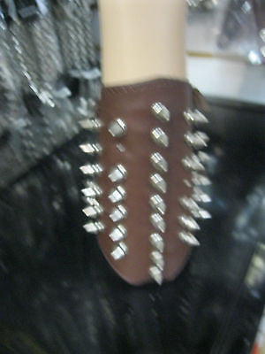 Brown Leather Spike 2 Strap Arm Wrist Cuff Band, METAL-PUNK-GOTHIC-BIKER Styles