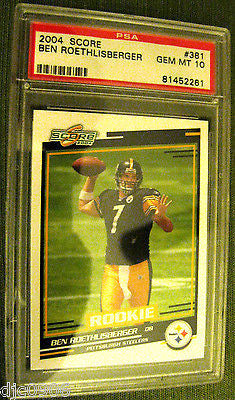 Ben Roethlisberger RC 2004 Score Rookie #381 Graded GEM MINT PSA10!Steelers QB