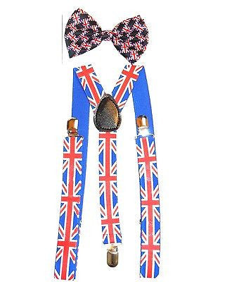 UK British England Adjustable Suspenders & UK British Adjustable Bow tie-New!v2
