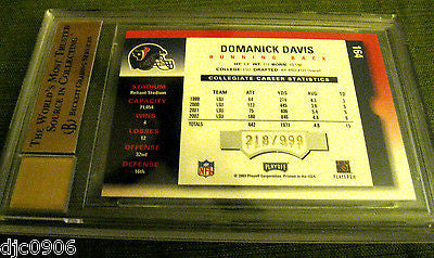 Domanick Davis RC 2003 Playoff Contenders Auto ROOKIE #ed GEM Mint Graded BGS 10