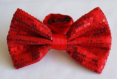 Unisex RED Sequin Tuxedo Classic BowTie Neckwear Adjustable Bow Tie-New in box