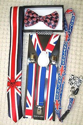 UK British Flag Y-Back Suspenders,UK Lanyard,UK Neck Tie & UK British Bow Tie-10