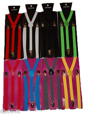 Unisex Thin 3/4" Black & White Checkered Adjustable Y-Style Back suspenders-New