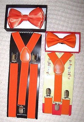 Father & Son 2 Layer Red Adjustable Bow Tie & Red Adjustable Suspenders Combo