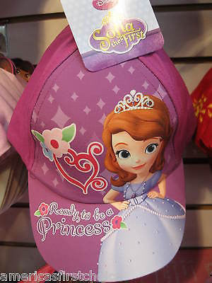 Disney Kids Girls Pink Sofia the First Princess Pink Adjustable Baseball Cap-New