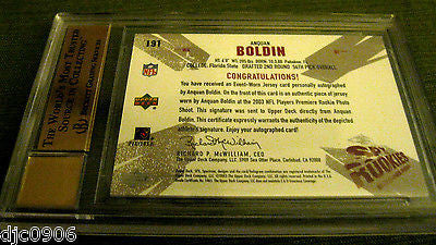 Anquan Boldin RC 2003 SPX Red Autograph Auto ROOKIE #ed Pristine GEM Mint BGS 10