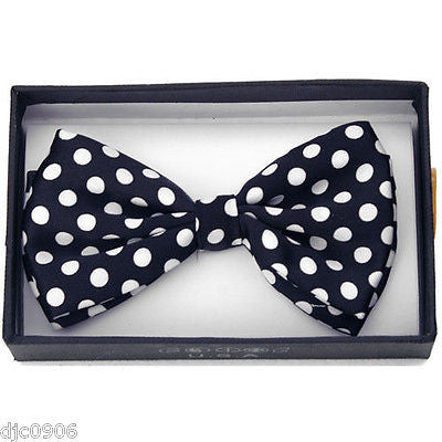 BLACK WHITE POLKA DOT AND WHITE BLACK POLKA DOT ADJUSTABLE BOWTIES BOW TIES-NEW!