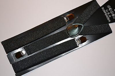 Unisex SILVER GRAY GREY Glittered Adjustable Y-Style Back suspenders-New!V2
