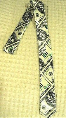 Benjamins $100 One Hundred Dollar Bills Green Unisex Men's Tie Necktie 57 Lx2"W