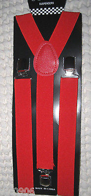 Red Black White Leopard Adjustable Bowtie & Red Adjustable Suspenders Combo-New!