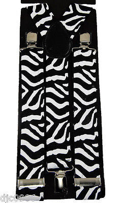 THICK 1 1/2"  White Beige Tan Leopard Adjustable Y-Style Back suspenders-New!